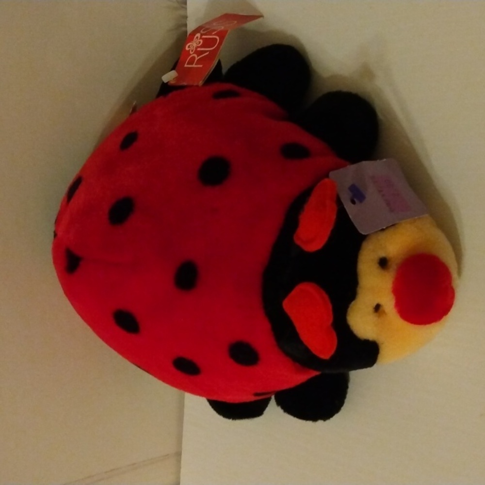 Vintage Russ item Love Bug Plush Ladybug Red Black Stuffed Animal